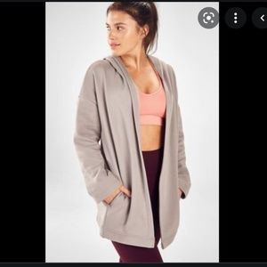 Fabletics, Sweaters, Fabletics Womens Astoria Open Front Cardigan Ribbed  Neckline Stretch Gray Large